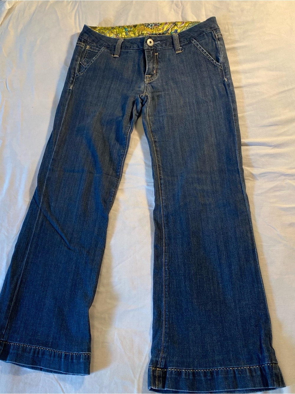 Miss Me Dark Blue Flare Jeans with Printed Waistband